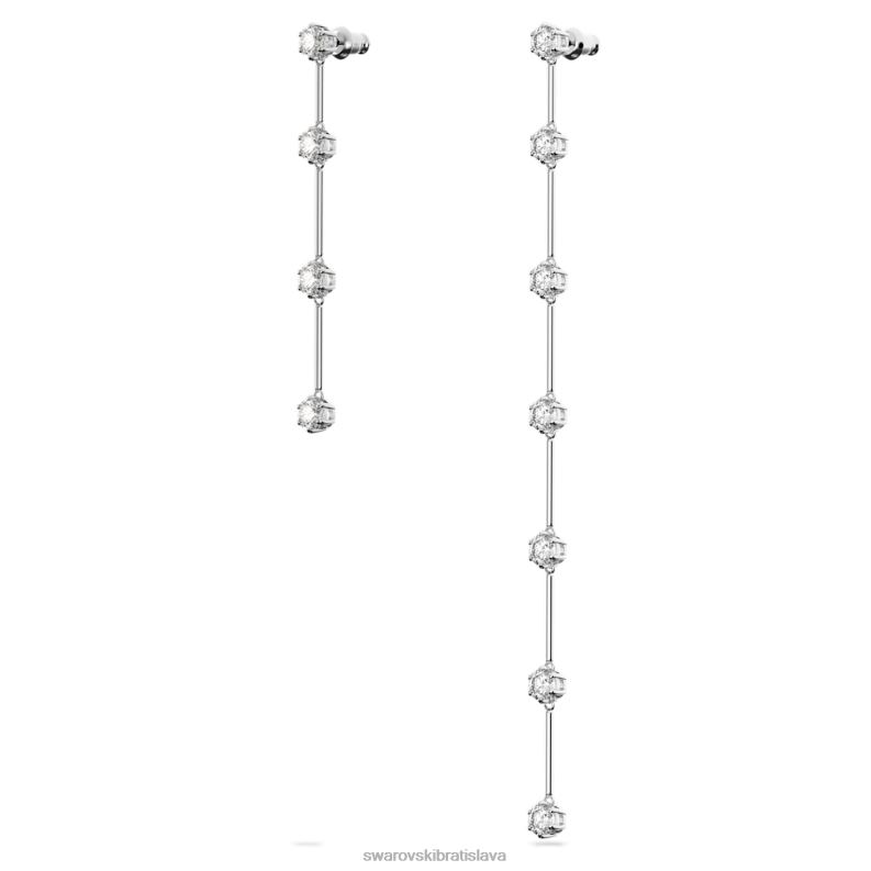 visiace náušnice constella asymetrický dizajn, okrúhly strih, biela, rhodiované B8ZNT785 Swarovski šperky - Image 3