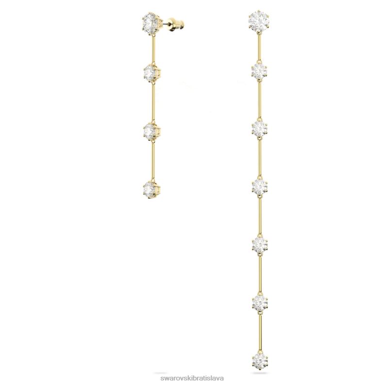 visiace náušnice constella asymetrický dizajn, okrúhly strih, biely, lesklý pozlátený B8ZNT816 Swarovski šperky - Image 3