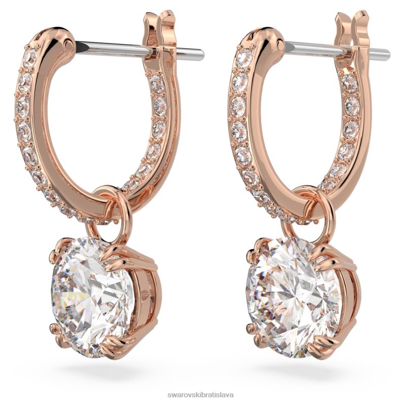 visiace náušnice constella okrúhly výbrus, biely, pozlátený ružovým zlatom B8ZNT784 Swarovski šperky - Image 3