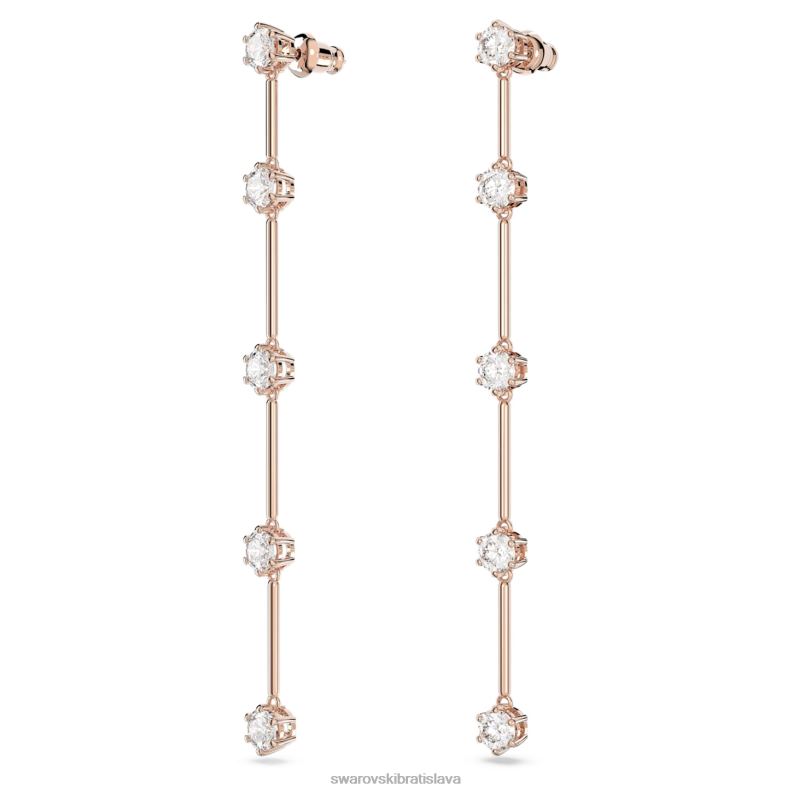 visiace náušnice constella okrúhly výbrus, biely, pozlátený ružovým zlatom B8ZNT834 Swarovski šperky - Image 4