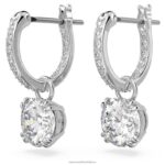 visiace náušnice constella okrúhly výbrus, biely, rhodiovaný B8ZNT765 Swarovski šperky - Image 3