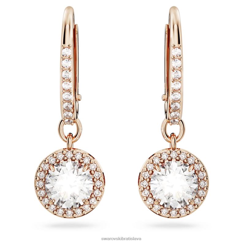 visiace náušnice constella okrúhly výbrus, dlažba, biela, pozlátená ružovým zlatom B8ZNT787 Swarovski šperky - Image 3
