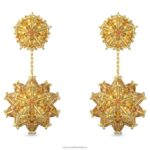 visiace náušnice curiosa geometrický strih, oranžová, pozlátená B8ZNT844 Swarovski šperky