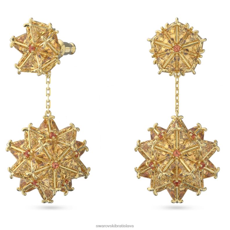 visiace náušnice curiosa geometrický strih, oranžová, pozlátená B8ZNT844 Swarovski šperky - Image 3