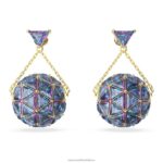 visiace náušnice curiosa trojuholníkový strih, modrá, pozlátená B8ZNT808 Swarovski šperky