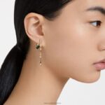 visiace náušnice dellium asymetrické prevedenie, bambusové, zelené, pozlátené B8ZNT809 Swarovski šperky - Image 5