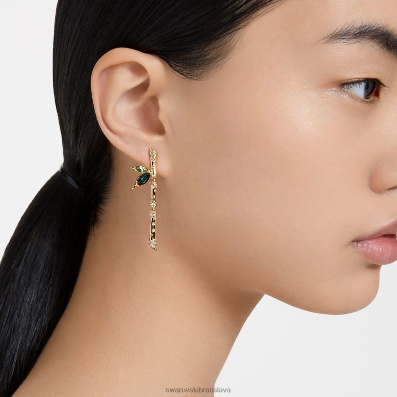 visiace náušnice dellium asymetrické prevedenie, bambusové, zelené, pozlátené B8ZNT809 Swarovski šperky - Image 5