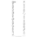 visiace náušnice gema asymetrický dizajn, zmiešané strihy, biela, rhodiované B8ZNT848 Swarovski šperky - Image 3