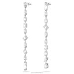 visiace náušnice gema asymetrický dizajn, zmiešané strihy, biela, rhodiované B8ZNT848 Swarovski šperky - Image 4