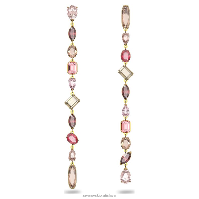 visiace náušnice gema asymetrický dizajn, zmiešané strihy, viacfarebné, pozlátené B8ZNT806 Swarovski šperky - Image 1