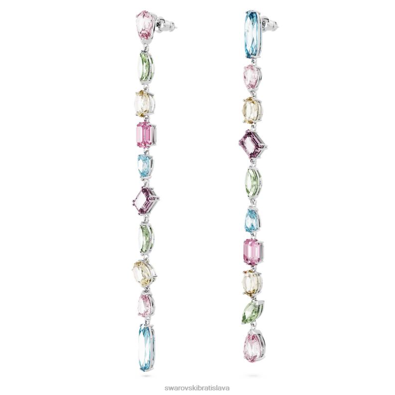 visiace náušnice gema asymetrický dizajn, zmiešané strihy, viacfarebné, rhodiované B8ZNT837 Swarovski šperky - Image 3