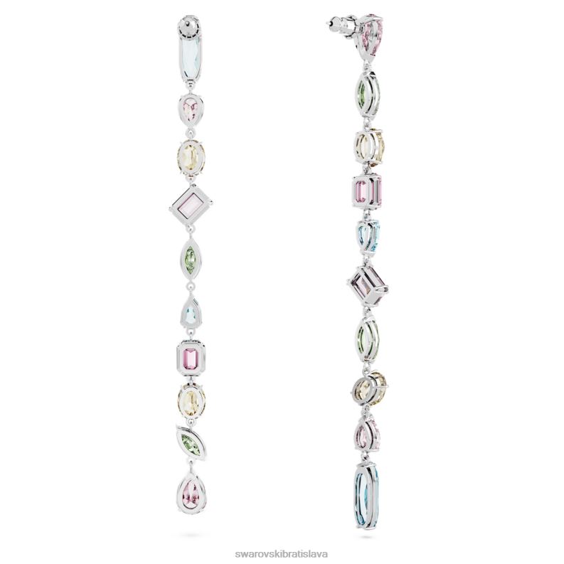 visiace náušnice gema asymetrický dizajn, zmiešané strihy, viacfarebné, rhodiované B8ZNT837 Swarovski šperky - Image 4