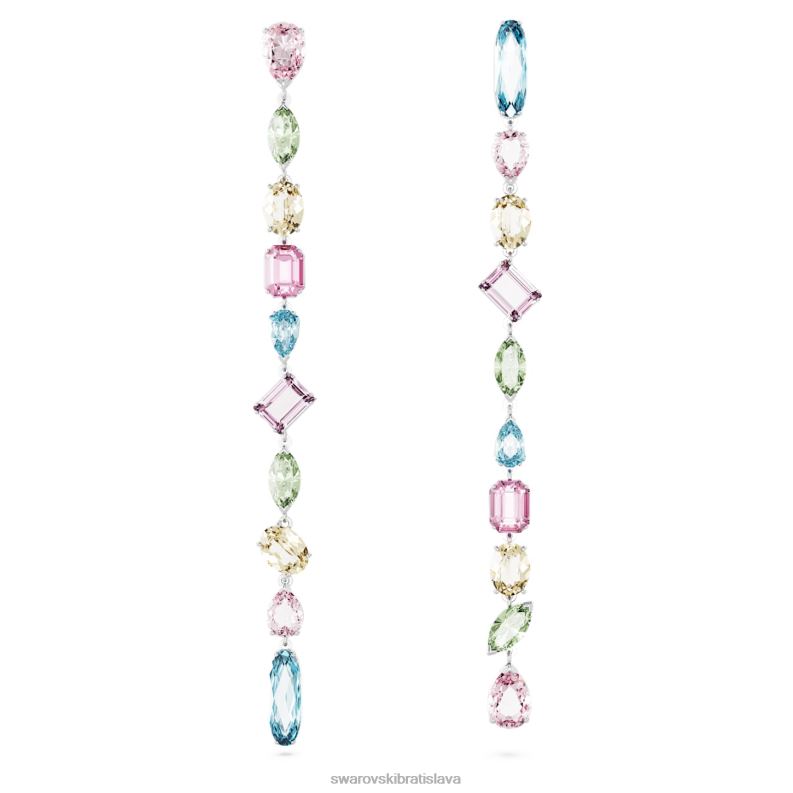 visiace náušnice gema asymetrický dizajn, zmiešané strihy, viacfarebné, rhodiované B8ZNT837 Swarovski šperky - Image 1
