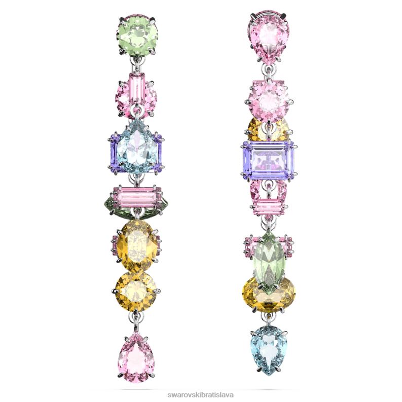 visiace náušnice gema asymetrický dizajn, zmiešané strihy, viacfarebné, rhodiované B8ZNT838 Swarovski šperky - Image 3