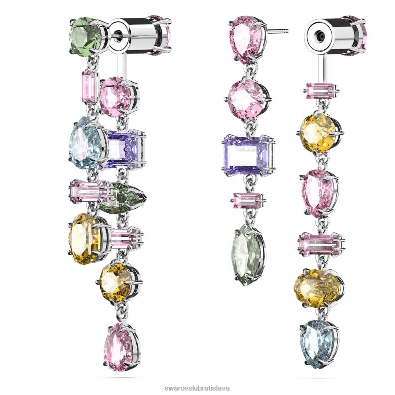 visiace náušnice gema asymetrický dizajn, zmiešané strihy, viacfarebné, rhodiované B8ZNT838 Swarovski šperky - Image 4