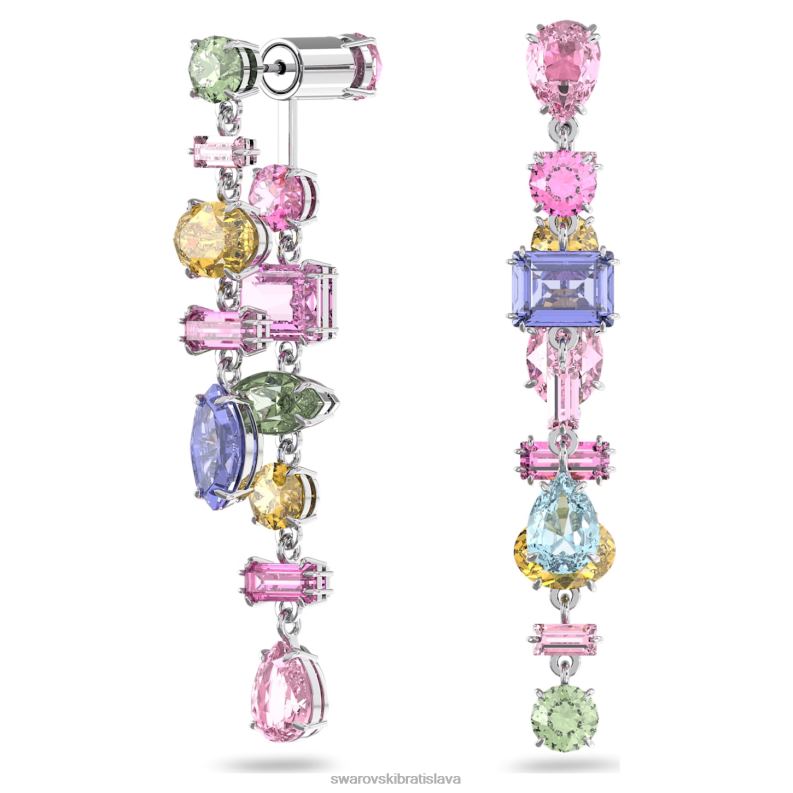 visiace náušnice gema asymetrický dizajn, zmiešané strihy, viacfarebné, rhodiované B8ZNT847 Swarovski šperky - Image 3