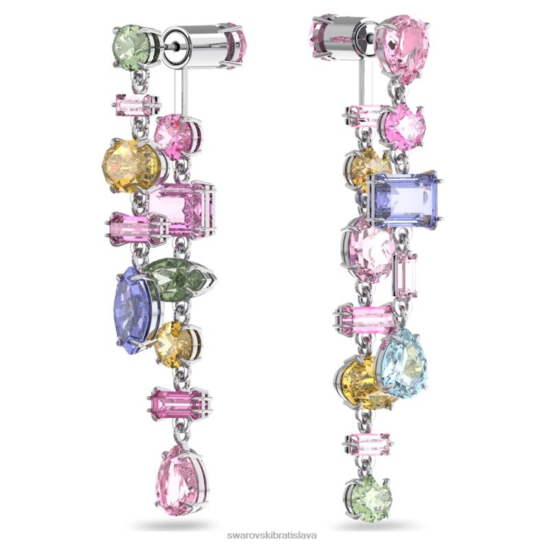 visiace náušnice gema asymetrický dizajn, zmiešané strihy, viacfarebné, rhodiované B8ZNT847 Swarovski šperky - Image 4