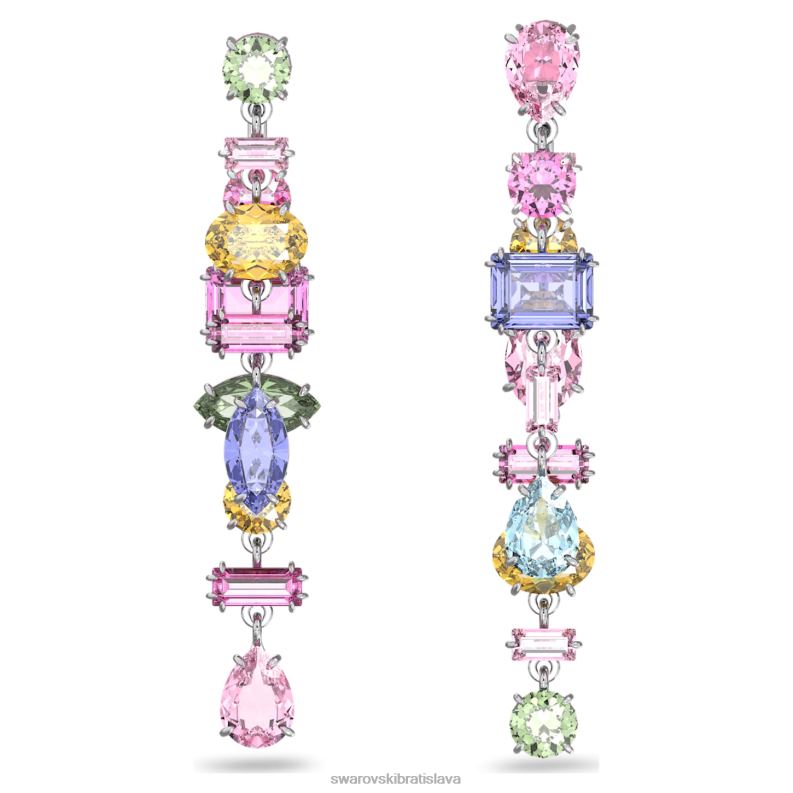 visiace náušnice gema asymetrický dizajn, zmiešané strihy, viacfarebné, rhodiované B8ZNT847 Swarovski šperky - Image 1