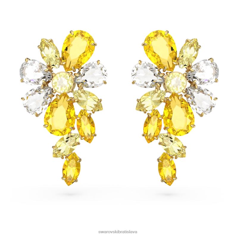 visiace náušnice gema zmiešané strihy, kvet, žltá, pozlátený B8ZNT756 Swarovski šperky - Image 1