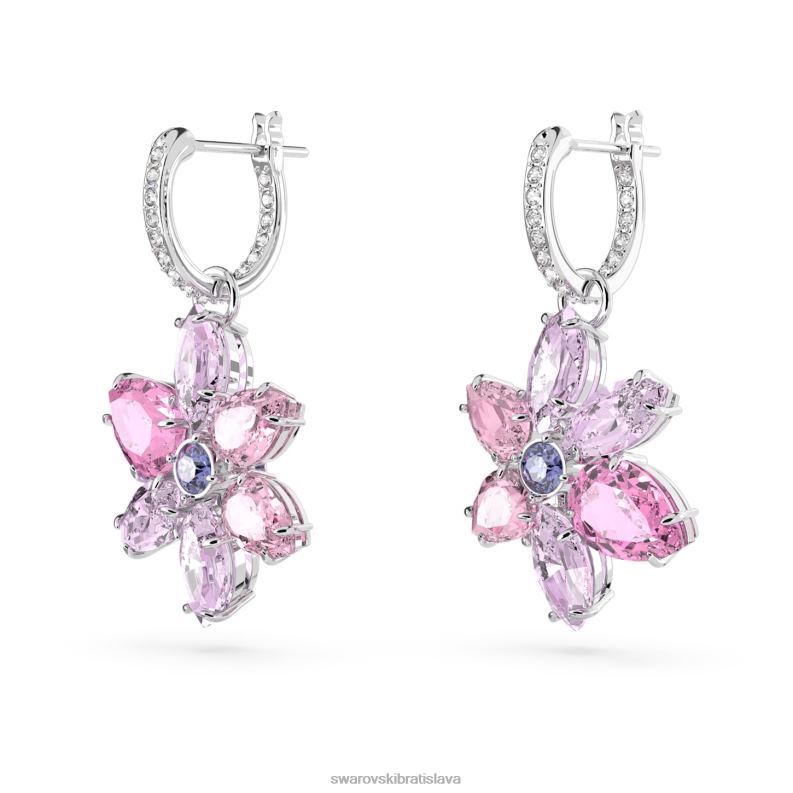 visiace náušnice gema zmiešané strihy, kvetinové, ružové, rhodiované B8ZNT754 Swarovski šperky - Image 3