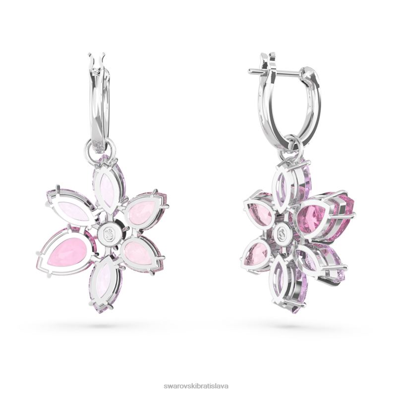 visiace náušnice gema zmiešané strihy, kvetinové, ružové, rhodiované B8ZNT754 Swarovski šperky - Image 4