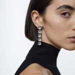 visiace náušnice harmonia vankúšové brúsené plávajúce kryštály, biela, povrchová úprava zmiešaný kov B8ZNT780 Swarovski šperky - Image 2