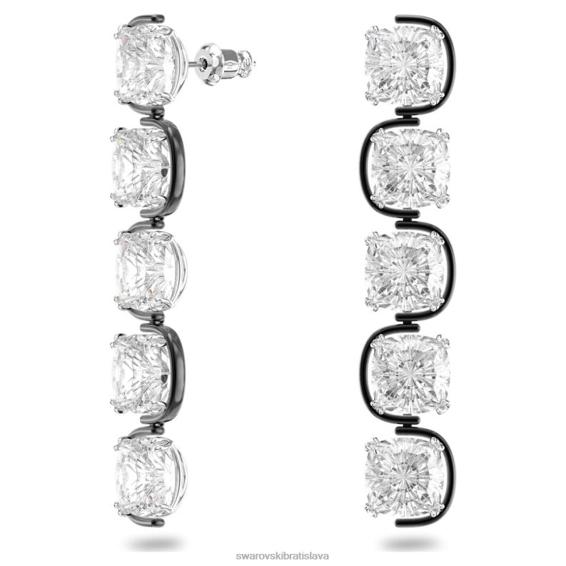 visiace náušnice harmonia vankúšové brúsené plávajúce kryštály, biela, povrchová úprava zmiešaný kov B8ZNT780 Swarovski šperky - Image 3