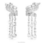 visiace náušnice hyperbola uhlíkovo neutrálny oxid zirkoničitý, zmiešané rezy, biely, rhodiovaný B8ZNT855 Swarovski šperky - Image 3
