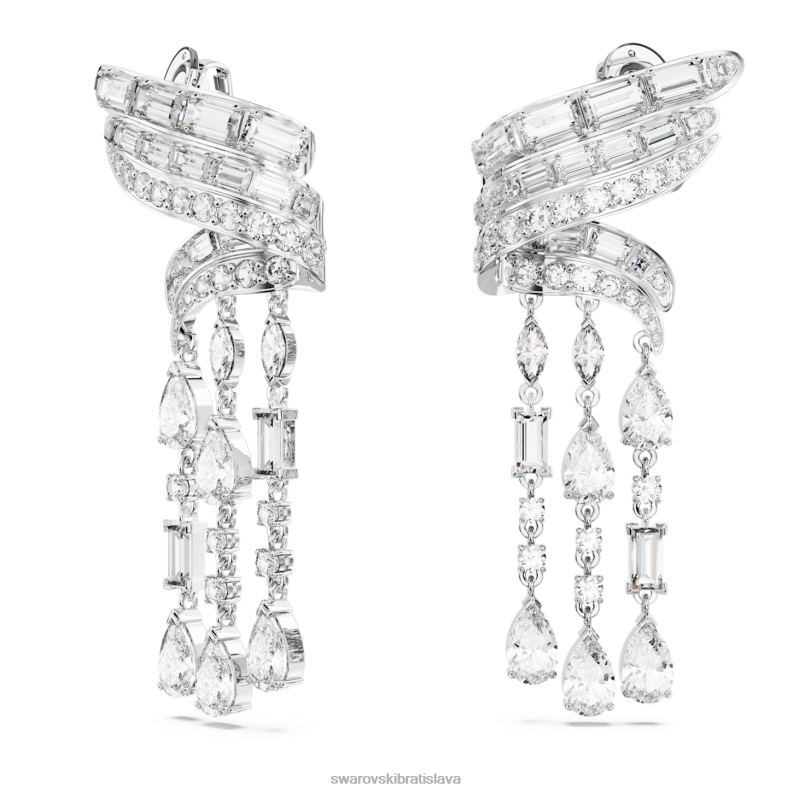visiace náušnice hyperbola uhlíkovo neutrálny oxid zirkoničitý, zmiešané rezy, biely, rhodiovaný B8ZNT855 Swarovski šperky - Image 3