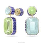 visiace náušnice orbita asymetrický dizajn, osemhranný strih, viacfarebný, pozlátený B8ZNT779 Swarovski šperky - Image 3