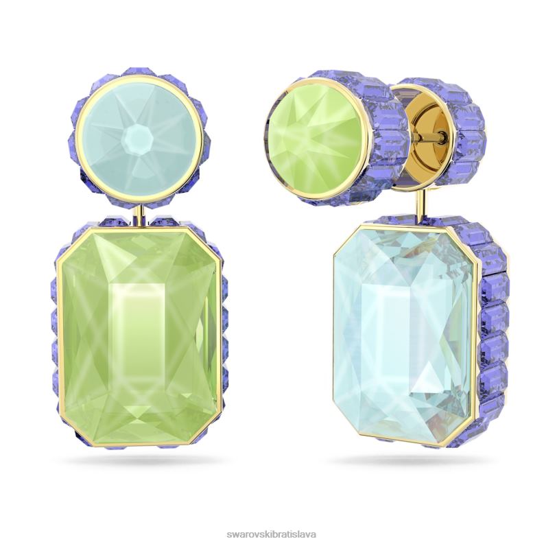 visiace náušnice orbita asymetrický dizajn, osemhranný strih, viacfarebný, pozlátený B8ZNT779 Swarovski šperky - Image 4
