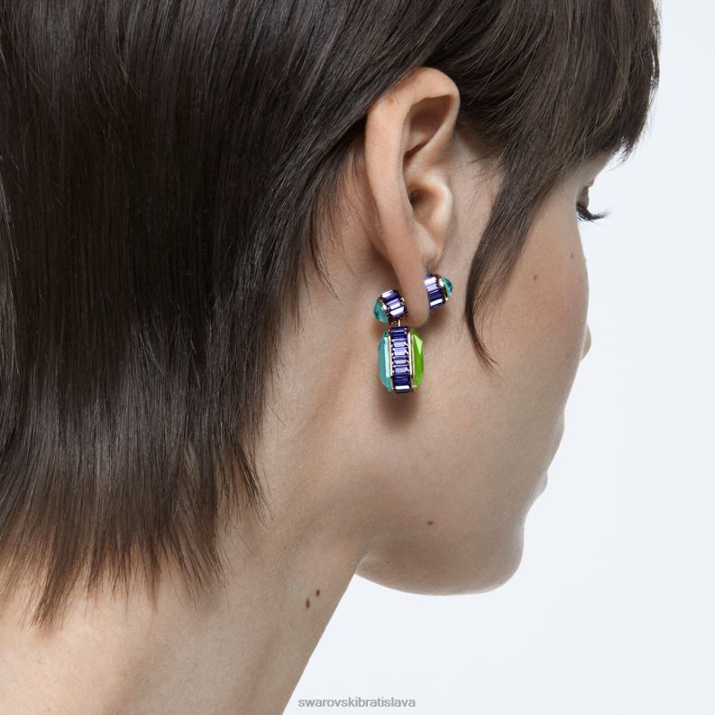 visiace náušnice orbita asymetrický dizajn, osemhranný strih, viacfarebný, pozlátený B8ZNT779 Swarovski šperky - Image 6