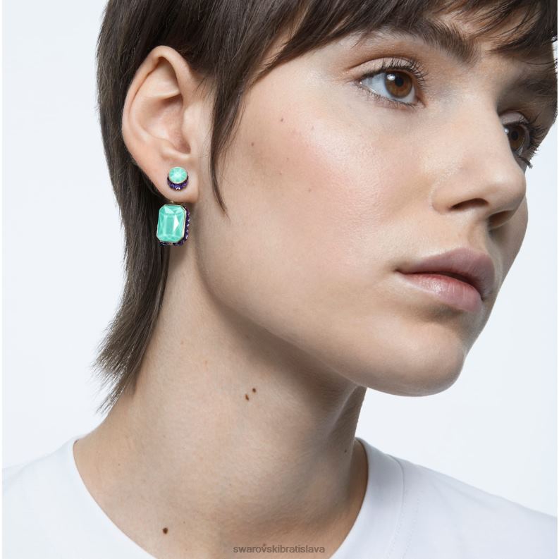 visiace náušnice orbita asymetrický dizajn, osemhranný strih, viacfarebný, pozlátený B8ZNT779 Swarovski šperky - Image 7