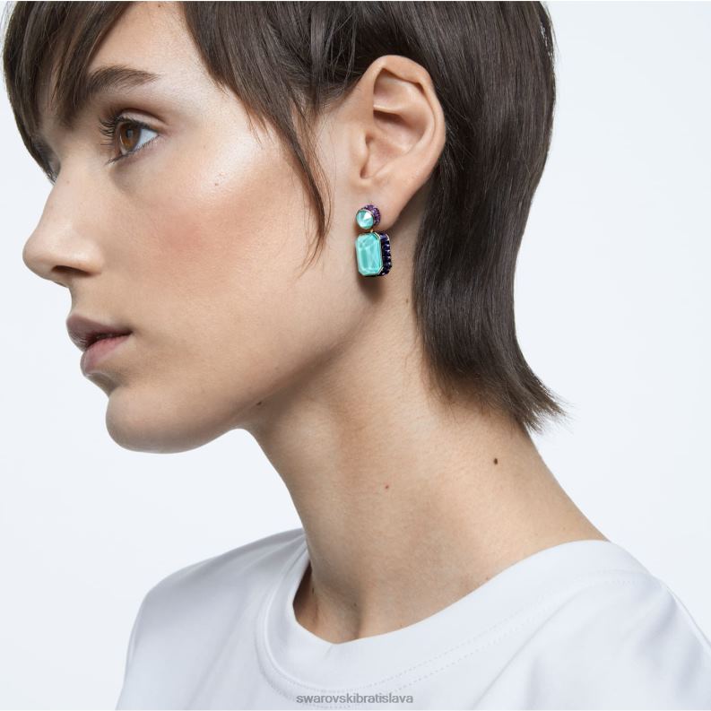 visiace náušnice orbita asymetrický dizajn, osemhranný strih, viacfarebný, pozlátený B8ZNT779 Swarovski šperky - Image 8