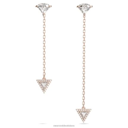 visiace náušnice ortyx asymetrický dizajn, trojuholníkový strih, biela, pozlátená ružovým zlatom B8ZNT790 Swarovski šperky