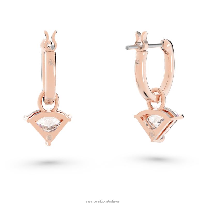 visiace náušnice ortyx trojuholníkový strih, biely, pozlátený ružovým zlatom B8ZNT791 Swarovski šperky - Image 4
