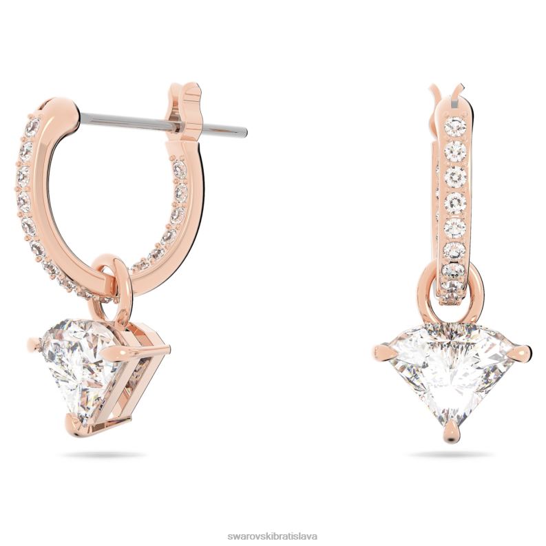 visiace náušnice ortyx trojuholníkový strih, biely, pozlátený ružovým zlatom B8ZNT791 Swarovski šperky - Image 1