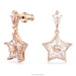 visiace náušnice stella kite strih, hviezdicový, biely, pozlátený ružovým zlatom B8ZNT817 Swarovski šperky - Image 3