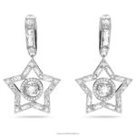 visiace náušnice stella zmiešané rezy, hviezdicové, biele, rhodiované B8ZNT789 Swarovski šperky
