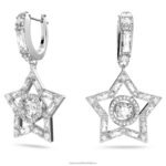 visiace náušnice stella zmiešané rezy, hviezdicové, biele, rhodiované B8ZNT789 Swarovski šperky - Image 3