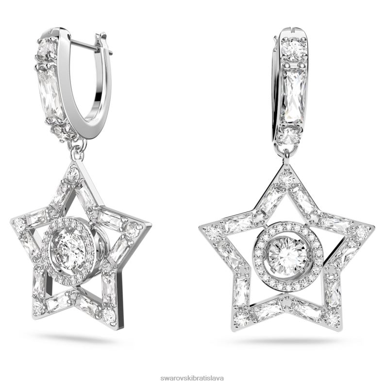 visiace náušnice stella zmiešané rezy, hviezdicové, biele, rhodiované B8ZNT789 Swarovski šperky - Image 3