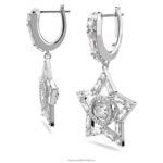 visiace náušnice stella zmiešané rezy, hviezdicové, biele, rhodiované B8ZNT789 Swarovski šperky - Image 4