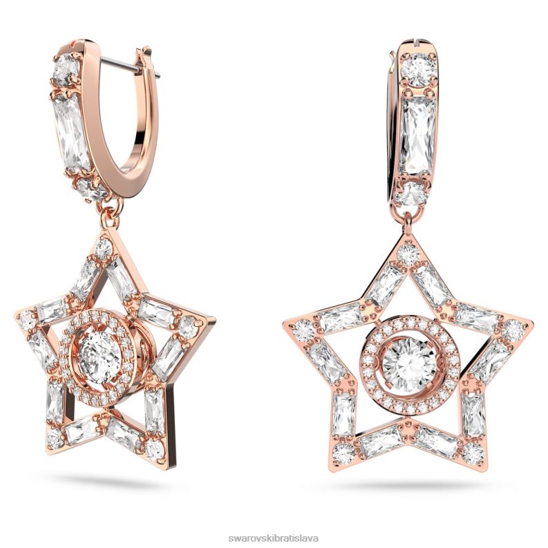 visiace náušnice stella zmiešané strihy, hviezdicové, biele, pozlátené ružovým zlatom B8ZNT800 Swarovski šperky - Image 3