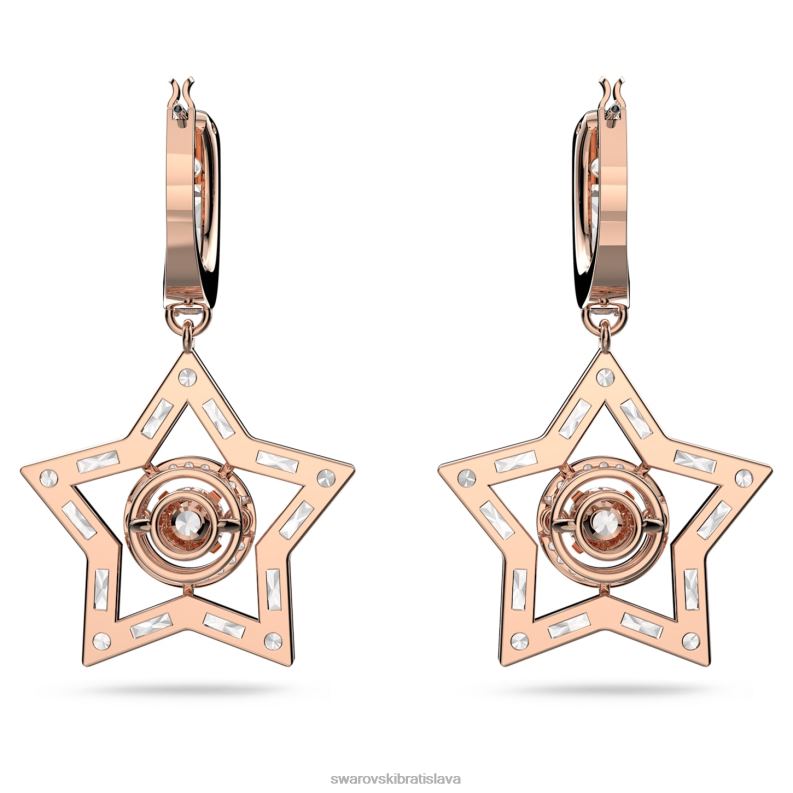 visiace náušnice stella zmiešané strihy, hviezdicové, biele, pozlátené ružovým zlatom B8ZNT800 Swarovski šperky - Image 5