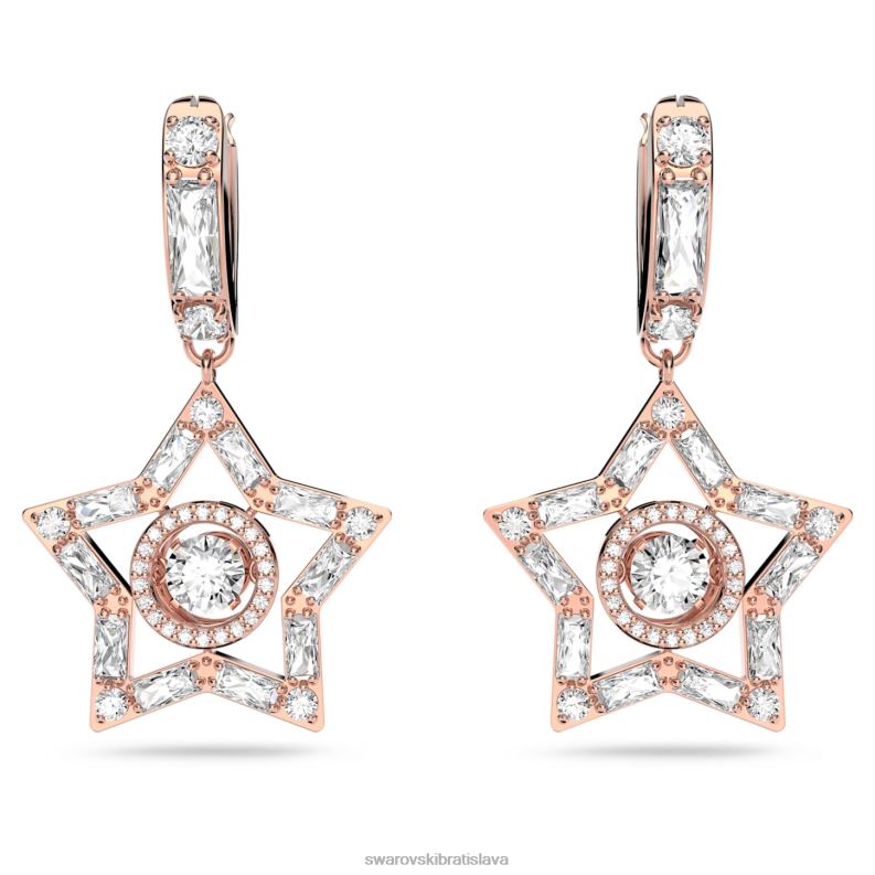 visiace náušnice stella zmiešané strihy, hviezdicové, biele, pozlátené ružovým zlatom B8ZNT800 Swarovski šperky - Image 1