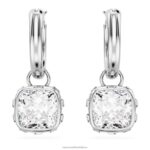 visiace náušnice stilla hranatý rez, biela, rhodiovaná B8ZNT832 Swarovski šperky - Image 3