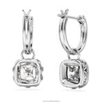 visiace náušnice stilla hranatý rez, biela, rhodiovaná B8ZNT832 Swarovski šperky - Image 5