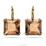 visiace náušnice tisícročia hranatý rez, hnedá, pozlátená B8ZNT805 Swarovski šperky