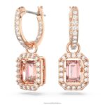 visiace náušnice tisícročia osemhranný výbrus, ružový, pozlátený ružovým zlatom B8ZNT811 Swarovski šperky