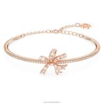 volta náramok mašľa, biela, pozlátená ružovým zlatom B8ZNT510 Swarovski šperky